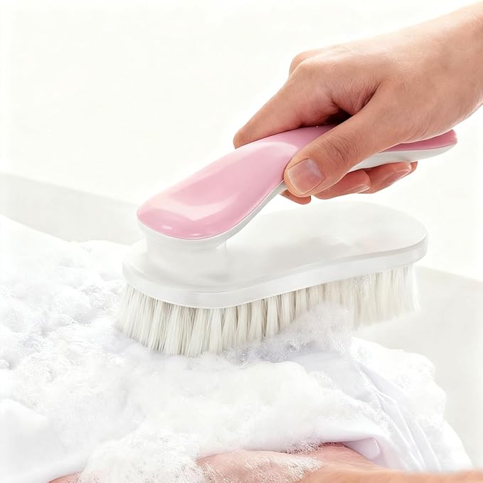 2Pack Shoe Cleaning Brush Household Laundry Clothes Scrubbing for Stains Bathroom Ergonomics Grip Easy Hold (2, Orange)