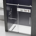 Frameless Shower Door 56-60 in. W x 76 in. H, Single Sliding Glass Door, 5/16" (8mm) Tempered Glass, Nano Coated for Easy Cleaning, Linear Design, Walk-in Bathroom Glass Door – Bright Chrome