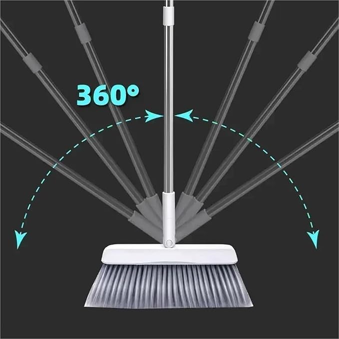 2PCS/Set Broom and Scoop Set Folding Dustpan High-end Bathroom Water Wiper to Sweep Brush Garbage Squeegee Home Cleaning for Home Kitchen Shop(Cool Blue-2PC)