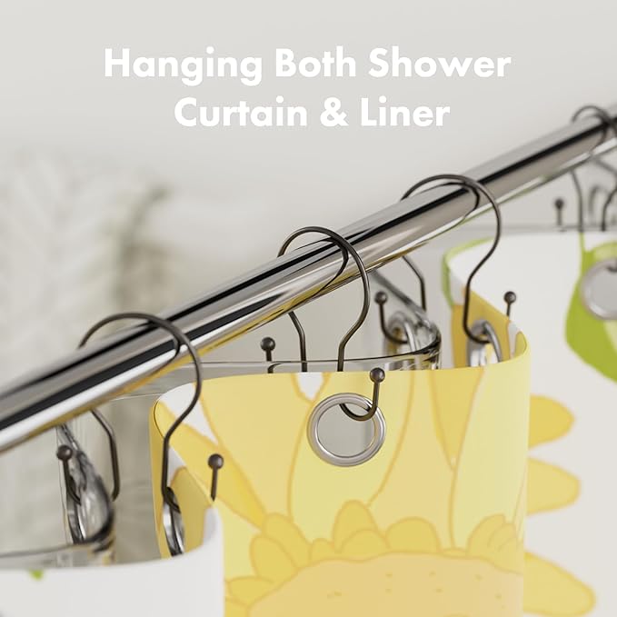 AmazerBath Bronze Shower Curtain Hooks Shower Curtain Rings, Simple Double Hook Shower Curtain Hooks Rust Proof, Metal Smooth Glide Shower Hooks for Shower Curtain Rod, 12 Pcs Shower Rod Hooks