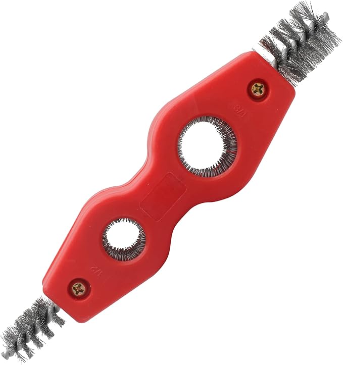 BokWin 4-in-1 Copper Tubing Brush Copper Pipe Cleaner Tool，Steel Bristles, 1/2 inch and 3/4 inch Deburring Brush Cleans Inside for Plumbing Installation, Soldering, Coppers Pipes, Brazing, and More
