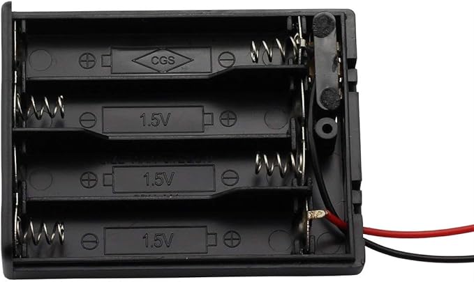 6 Pieces 4 Slots x 1.5V AAA Battery Case Holder Battery Spring Clip Storage Box Wire Leads with On/Off Switch