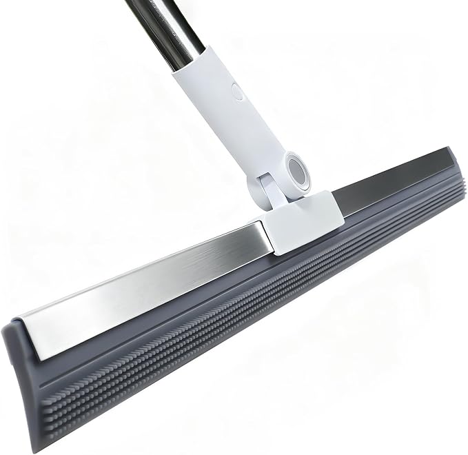 19.7'' Large Floor Squeegee for Concrete Floor with 51''-58'' Telescoping Stainless Steel Handle, Squeegee Broom for Removing Water on Tile, Epoxy, Garage, Driveway, Patio