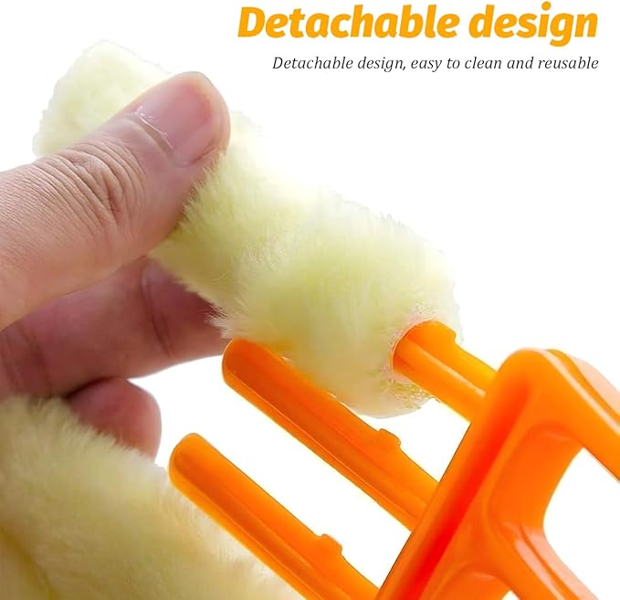 3PCS Blind Cleaner Duster Tool, 7 Fingers Microfiber Handheld Shutter Cleaning Brush for Car Air Conditioner, Detachable Auto Air Vent Dusting Cleaner, Universal for Most Vehicles (Yellow)