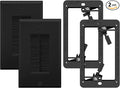 VCE Brush Wall Plate with Bracket, Cable Pass Through Insert Single Gang Decorator Wall Cover for Low Voltage Cables, Cord Hider for Wall Mount TV, Home Theater System, Black (2-Pack)