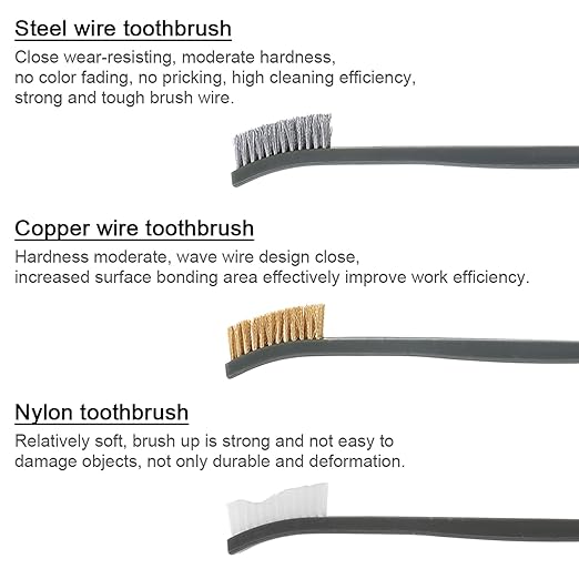 OriGlam Mini Wire Brush Set, Paint and Dirt Remover, Cleaning Welding Slag and Rust, Handy Steel / Nylon / Brass Brush Suitable for Cleaning Paint / Dirt (9)