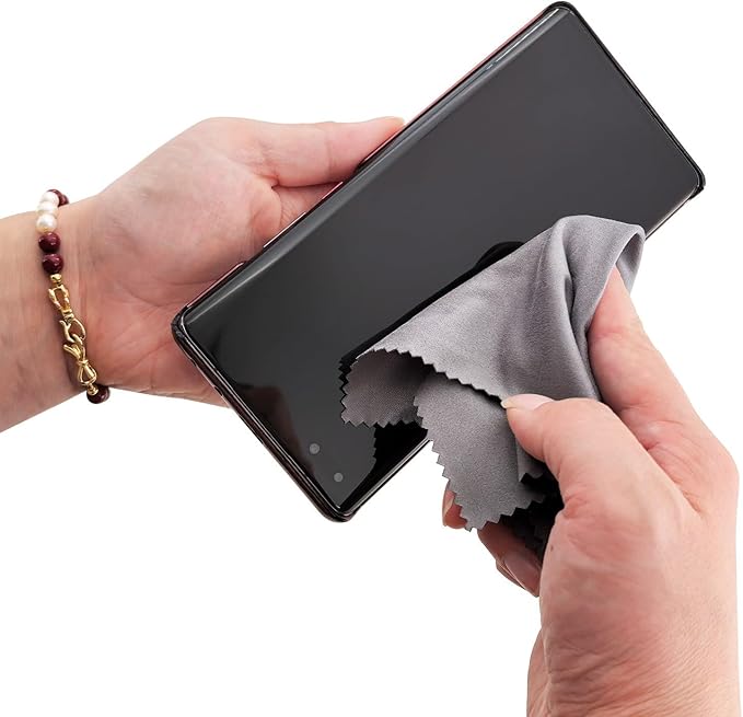 Microfiber Lens Cleaning Cloths - 12 Pack (6 Black + 6 Purple), 7x6 Inches, Individually Wrapped, Reusable, Lint-Free for Eyeglasses, Glasses, Phone Screen,Camera Lens, Watches & Electronics