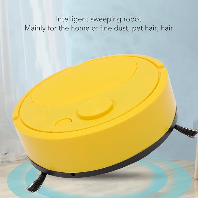 Ejoyous Robot Vacuum, Mopping Robotic Vacuum Cleaner USB Charging Mini Smart Sweeping Robot for Wooden Flooring Tile Carpet Hard Floor Pet Hair (Yellow)