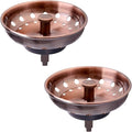 KONE Copper Kitchen Sink Strainer Basket, 2 Pcs Stainless Steel Antique Copper Sink Drain Strainer and Sink Stopper for Standard 3-1/2 inch Sink Drain, with Metal Center Knob and Rubber Drain Stopper