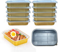 Aluminum Foil Pans with lids 10pack Heavy Duty 2LB Small foil pan 8.5"×6" Disposable, For Microwave & Oven Safe Cooking,Baking,A takeaway food container,Gold