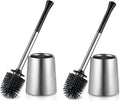 HAMITOR Toilet Bowl Brush Holder Set: 2Pack Silicone Stainless Steel Deep Cleaning Toilet Cleaner Brush for Bathroom Restroom - Compact Modern Rv Toilet Scrubber Accessories with Caddy
