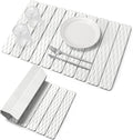 Large Stone Dish Drying Mats for Kitchen Counter, 24"(L)×16"(W) Wave - Pattern, Fast Drying Collapsible Dish Drying Mat, Eco-Friendly Absorbent Diatomaceous Earth Mats for Match Any Countertop