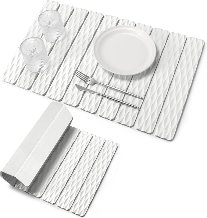 Stone Dish Drying Mat for Kitchen Counter, 24"(L)×16" (W) Large Foldable Absorbent Diatomaceous Earth Dish Drying Mat, Kitchen Counter Mats for Dishes Bottles Cups, Match Any Countertop - Wave Pattern