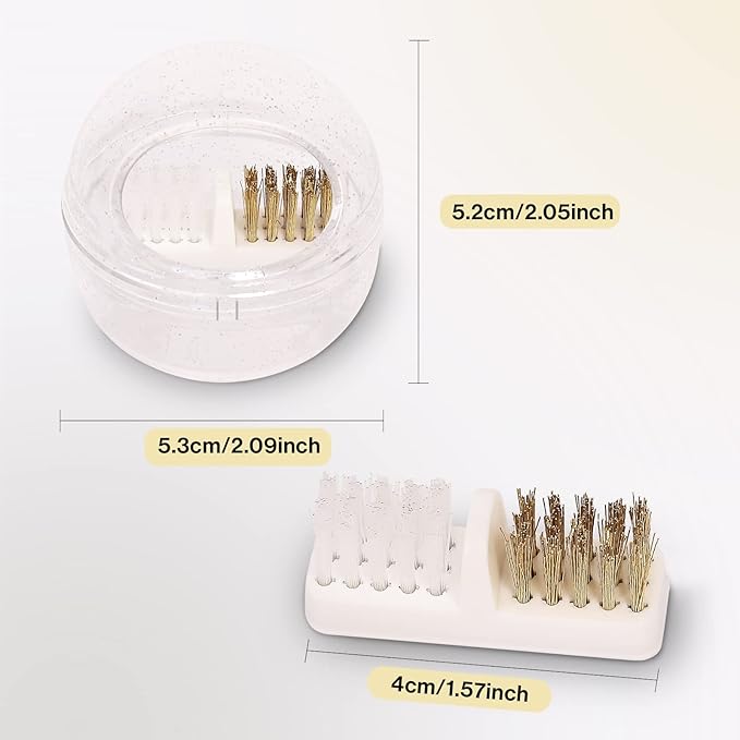 MelodySusie Nail Drill Bits Cleaner Brush Case Accessories with Clear Cover for Cleaning Tungsten Carbide Ceramic Nail Drill Bits Cuticle, Steel Wire & Nylon Double Brush - White