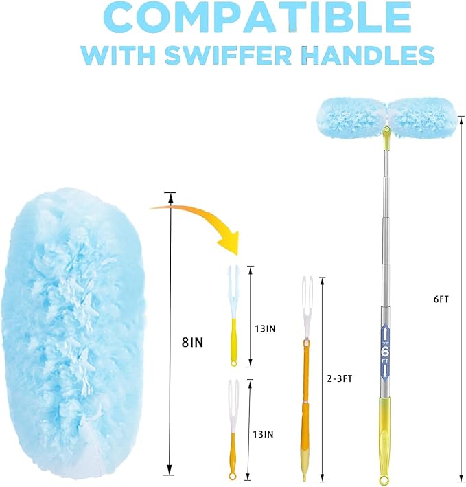 40 Count Duster Refills 360 Heavy Duty Duster Refills Compatible with Swiffer Dusters for Cleaning Home(40 Count+2 Handle)