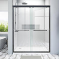 Shower Doors Glass Sliding 60 inches,56-60'' W x 72''H Matte Black Semi Frameless Bathroom Door,Double Sliding Shower Screen for Walk in with Clear SGCC/ANSI Tempered Glass Stainless Steel Handles