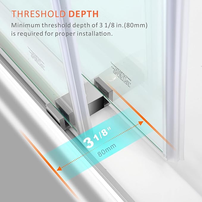 Brushed Nickel Double Sliding Glass Shower Door 56-60 Inch x 76 Inch,Frameless Shower Door with Clear SGCC ANSI Certified Safety 3/8"(10mm) Tempered Glass for Bathroom Stainless Steel Handles
