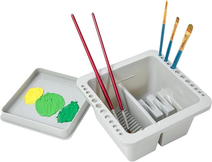 MyLifeUNIT Paint Brush Cleaner, Paint Brush Holder and Organizers for Acrylic, Watercolor, and Water-Based Paints (Grey)