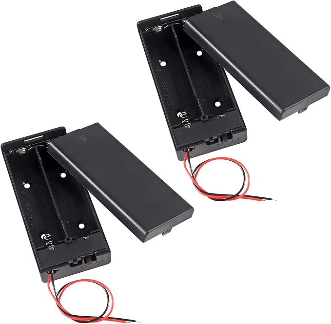 2pcs 18650 Battery Storage Case 2 Slots x 3.7V for 2x18650 Batteries Holder Box Container with ON/Off Switch (2 Slots with Switch Cover)