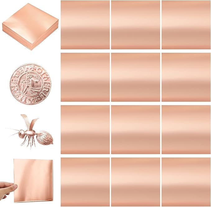 150 Packs Aluminum Metal Crafts DIY Foil 6 Inch x 6 Inch x 0.07 mm Thick for Art Project Aluminum Flashing Roll Wide Sheet Multipurpose Metal Sheets(Bronzer)