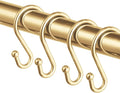 Metal Shower Curtain Hooks，Set of 12 Rings，Rust Resistant S Shaped Hooks Hangers for Shower Curtains, Kitchen Utensils, Clothing, Towels, etc. (Gold)