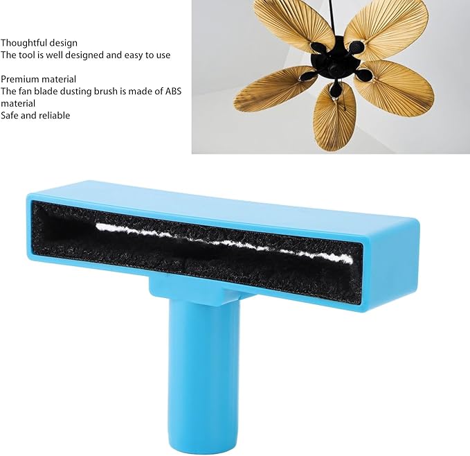 Ceiling Fan Blade Cleaner Duster, Fan Blade Cleaning Tool with Washable Brush Attachment, Efficient Dust Remover for Home Ceiling Fans (Blue)