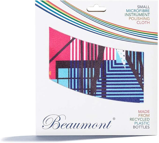 Beaumont Musical Polishing & Cleaning Patterned Neon Arcade Instruments Trumpet Clarinet Sax Flute Recycled Microfibre Cleaning Cloth Brass Silver 25 x 25cm (BFC-NA)