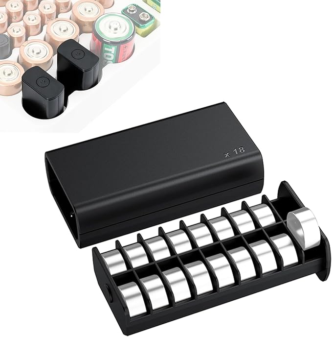 (2 Pack) LR44 Battery Holder, Coin Cell Case for 36x LR44/AG13/A76/357/SR44/SR1153/SG13/LR1154, Button Round Storage, Fits D Slot & Pull-Out Design