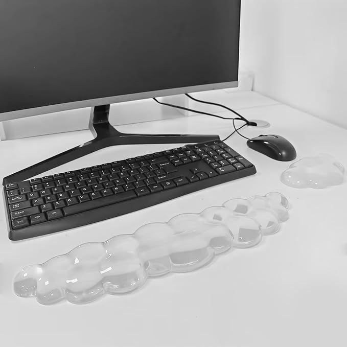 Gel Cloud Keyboard & Mouse Wrist Rest Cloud Wrist Rest Ergonomic Keyboard and Mouse Pad Support for Pain Relief Office Computer Laptop Gaming. (White)
