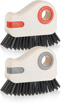 2Pcs 2 in 1 Groove Cleaning Brush, Hard Bristle Window Track Cleaning Tools, Multifunction Window Track Cleaner with Hidden Scraper, Crevice Brush for Sliding Door Sill Shutter Vents Household