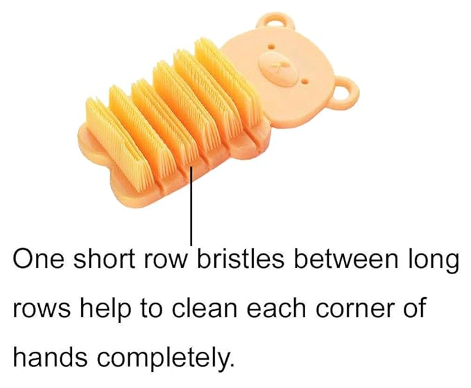 Nail Scrubber Brush Kids, Finger Nails Scrub Scrubbing Cleaning Washing Brushes with Soft Bristle for Baby and Children, Animal Style and 2 Colors Choice (Yellow)