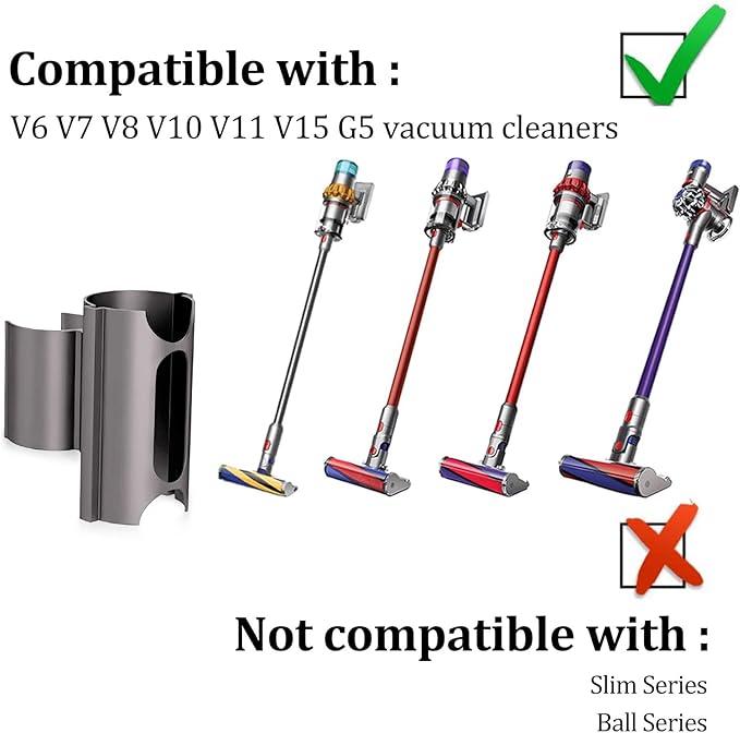 PCOMBEU For Dyson Accessory Holder,Cordless Vacuum Attachments Parts Holder with Dyson V8 V11 V7 V10 V15 V6 G5,Compatible with Vacuum Extension Poles Securely Holds Two Accessories & Rotates 360°
