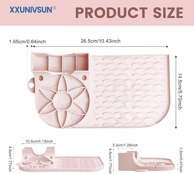 Bottle Drying Rack, Draining Mat for Stanley Tumblers20-40oz, Mugs, Wine Glasses, Compact Portable Cup Dryer Stand for Countertops, Office, RVs & Travel (Crystal Pink)