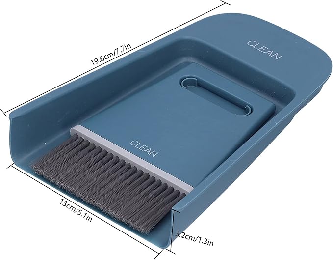 Handheld Broom and Dustpan Set Small Dust Pan and Brush Set, Small Broom and Dustpan Set, Portable 3 in 1 Mini Squeegee Dustpan and Cleaning Brush Set for Office Cleaning, Desk