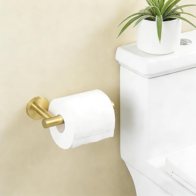 Toilet Paper Holder Towel Ring Brushed Gold Bathroom Hardware Hand Towel Holder Bathroom Accessories Set Wall Mount Stainless Steel 2 Pieces