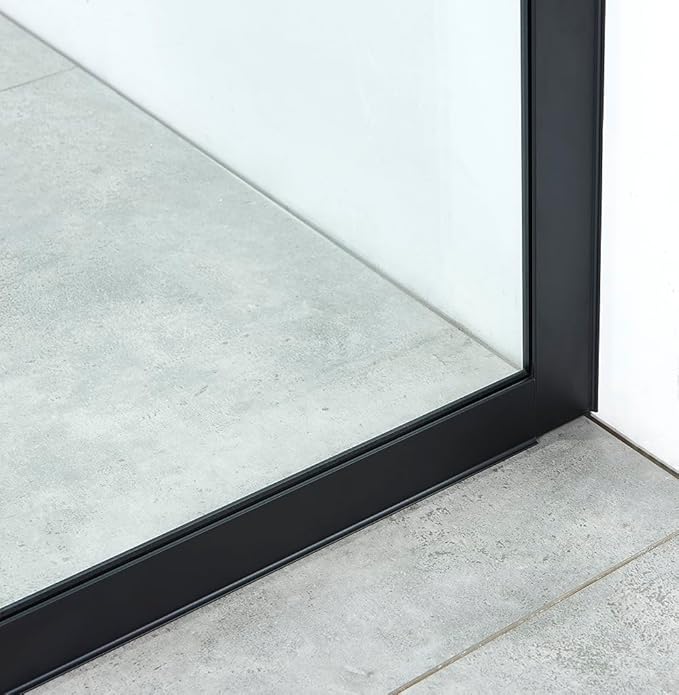 Shower Screen 36" x 76" Half Frameless Shower Wall Panel, Tempered Glass 3/8 inch, Easy to clean Coating, Fixed Glass Shower Door with Hardware (Matte Black)