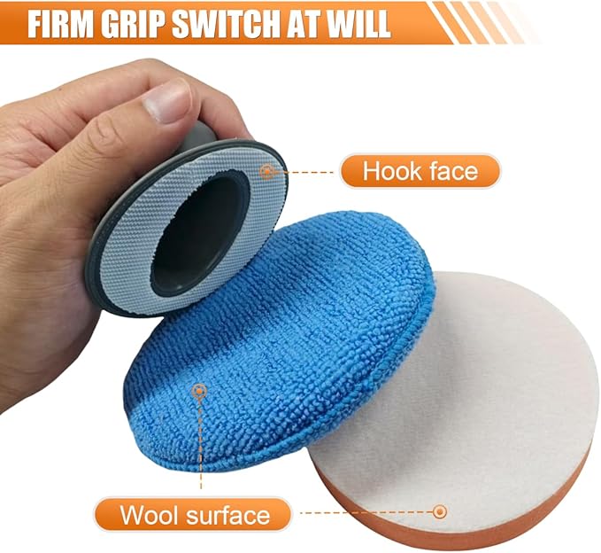 YoRise 2PCS Car Wax Applicator Pad, Microfiber Buffing & Polishing Pad, Car Detailing Sponge Pads with Grip Handle, Soft Foam Buffing Pads, Universal Vehicle Cleaning Kit (Sponge)