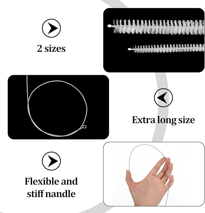 4pcs 39.4 Inches Straw Cleaner Brush Extra Long, Extra Long Pipe Cleaners for Cleaning Straw, Tube, Pipe, Hose, Refrigerator Drain, Laboratory Catheter Brush, White