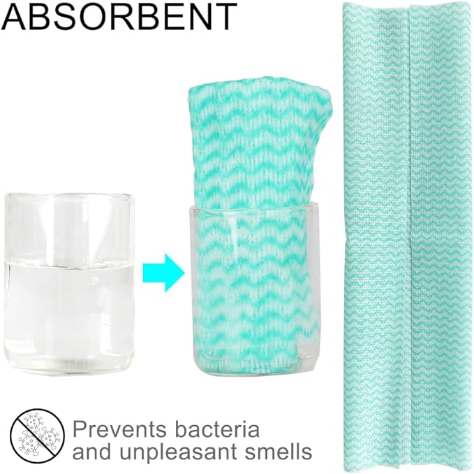 Disposable Dish Cloth and Cleaning Handi Wipes, 100ct, Multi-Use Rags for Kitchen, Bathroom and Windows, Green