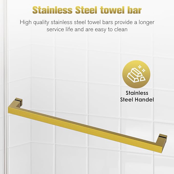 Shower Door 68–72in W x 76 in H, 3/8" Tempered Glass Double Sliding Shower Door, Frameless Brushed Gold, Exquisite Rolling Track Design, Reversible Installation for Modern Bathroom