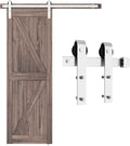 SMARTSTANDARD 5 Feet Brushed Nickel Barn Door Hardware Kit-Heavy Duty Sliding Track-Smoothly and Quietly-Easy to Install-Fit 30" Wide Door Panel (J Shape Hanger)