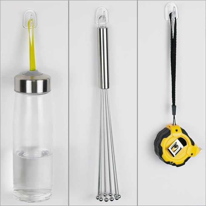100 Pieces Clear Adhesive Wall Hooks for Hanging, Transparent Sticky Hooks Small Seamless Command Hooks for Kitchen Bathroom Bedroom Office