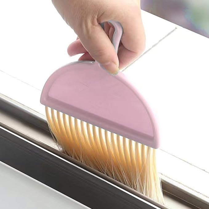 Mini Broom and Dustpan Set for Desk, Small Hanging Keyboard Cleaning Kit with Soft Rubber Dustpan Lip, Portable Desktop Cleaning Tool (Pink)