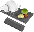 Hopegiver Stone Drying Mat for Kitchen Counter, 24" x 16" Quick Dry Diatomaceous Earth Dish Drying Mat, Super Absorbent, Non-Slip & Foldable, Modern Dark Gray Countertop Mat (DarkGray,24''x16'')