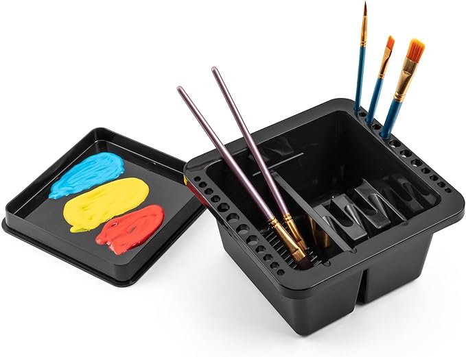 MyLifeUNIT Paint Brush Cleaner, Paint Brush Holder and Organizers for Acrylic, Watercolor, and Water-Based Paints (Black)