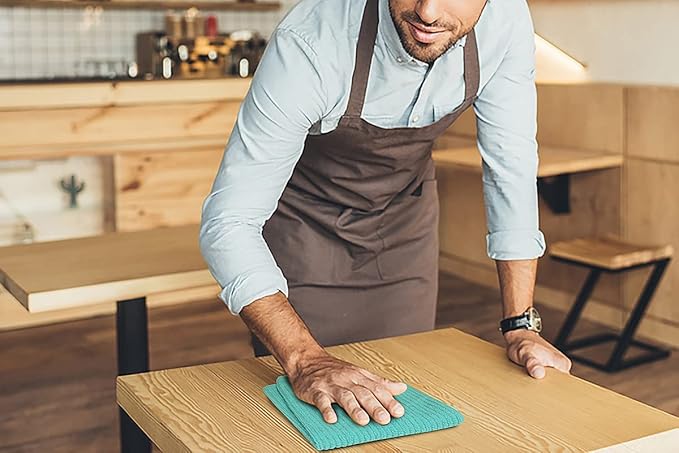 Softolle Bar Mop Towels, Pack of 12-16x19 Inches - 100% Cotton Super Absorbent Towels, Multi-Purpose for Home and Bar Cleaning (Yellow, Orange, Light Green, Aqua)