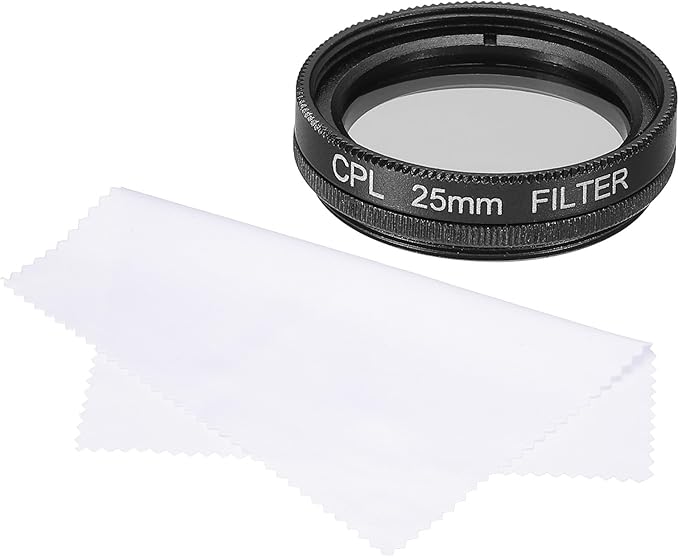 MECCANIXITY 25mm Circular Polarizer Filter, Double Sided Multi-Layer Coatings Polarizing Filter with Cleaning Cloth for Camera Lens