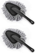 MoKo Car Duster, 2 Pack Super Soft Microfiber Dash Duster Detail Brush Set Interior Exterior Cleaning Dusting and Washing Tool for Car Motorcycle Automotive Dashboard Air Vents - Gray