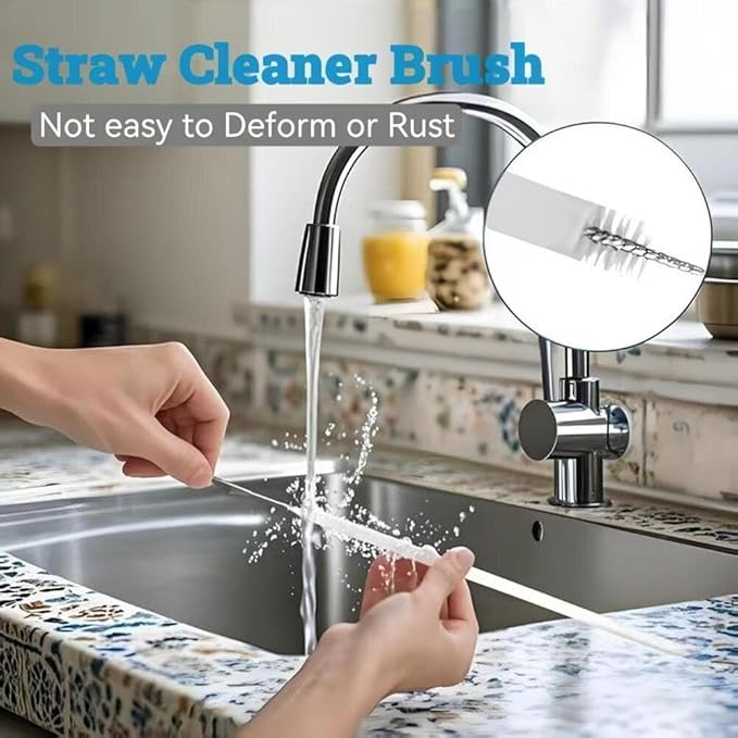 3-Pack Bottle Cleaning Brush Set - Water Bottle Brush, Straw Cleaner & Lid Brush for Baby Bottles, Travel Mugs, Wine Decanter, Narrow Spaces, Cup, Pipes & More