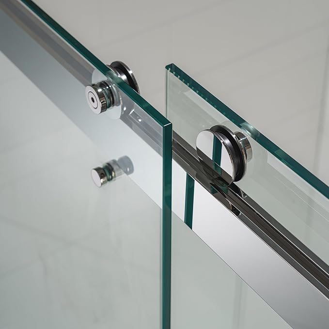 Woodbridge Frameless Tub Doors 66-72" Width x 76" Height with 5/16"(8mm) Clear Tempered Glass, 2 Ways Opening & Double Sliding in Polished Chrome Finish